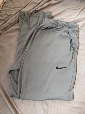 Nike Gray Athletic Jogger Pants with Black Swoosh